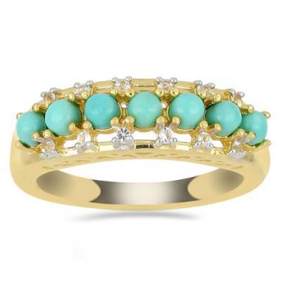 BUY 925 SILVER NATURAL TURQUOISE GEMSTONE CLUSTER RING